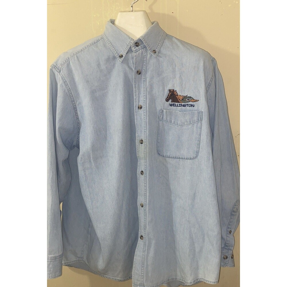 Denim Light Weight Jean Shirt Horse Rider Embossed Wellington Equestrian D